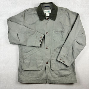 LL BEAN Men's Jacket SIZE LARGE Original Field Coat Canvas Cotton Lined Flannel
